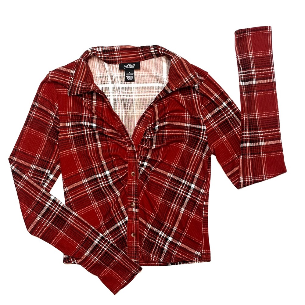 Just Polly NY | Runched Button Up Long Sleeve Shirt